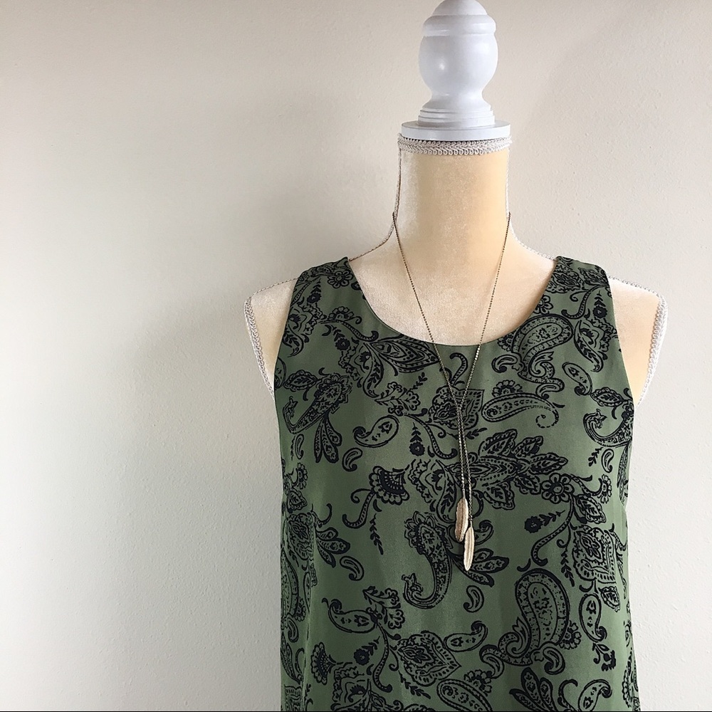 NWOT Paisley Green & Black Blouse / Dress